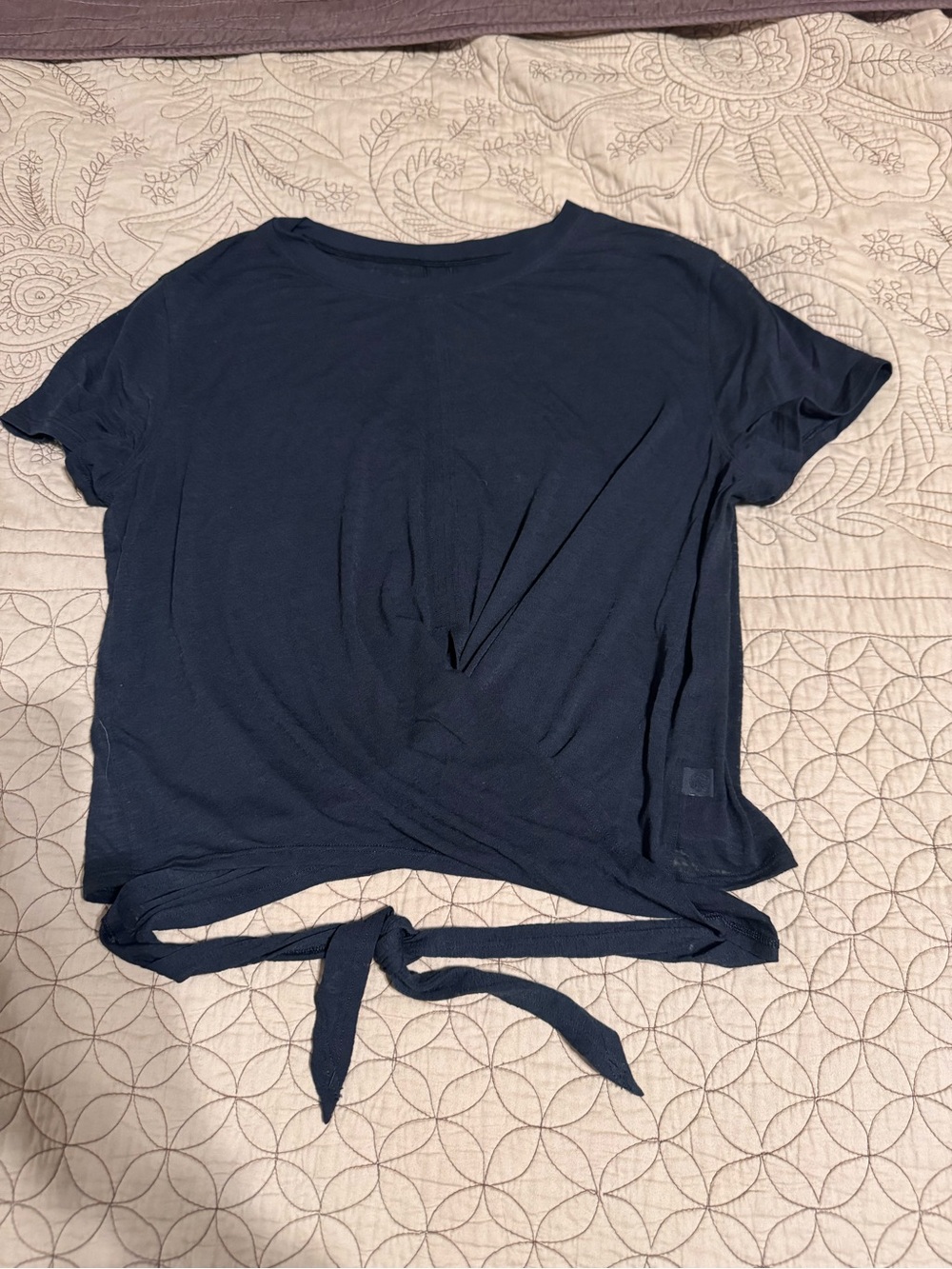Lululemon Women’s black burnout  Tie-Front Short Sleeve Top